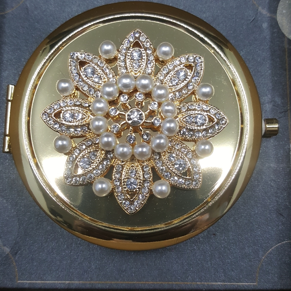 Monet Jeweled Makeup Compact Mirror